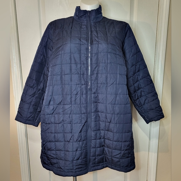 Lands' End Jackets & Blazers - Lands'end Navy Blue  Puff Zipper Up Long Jacket